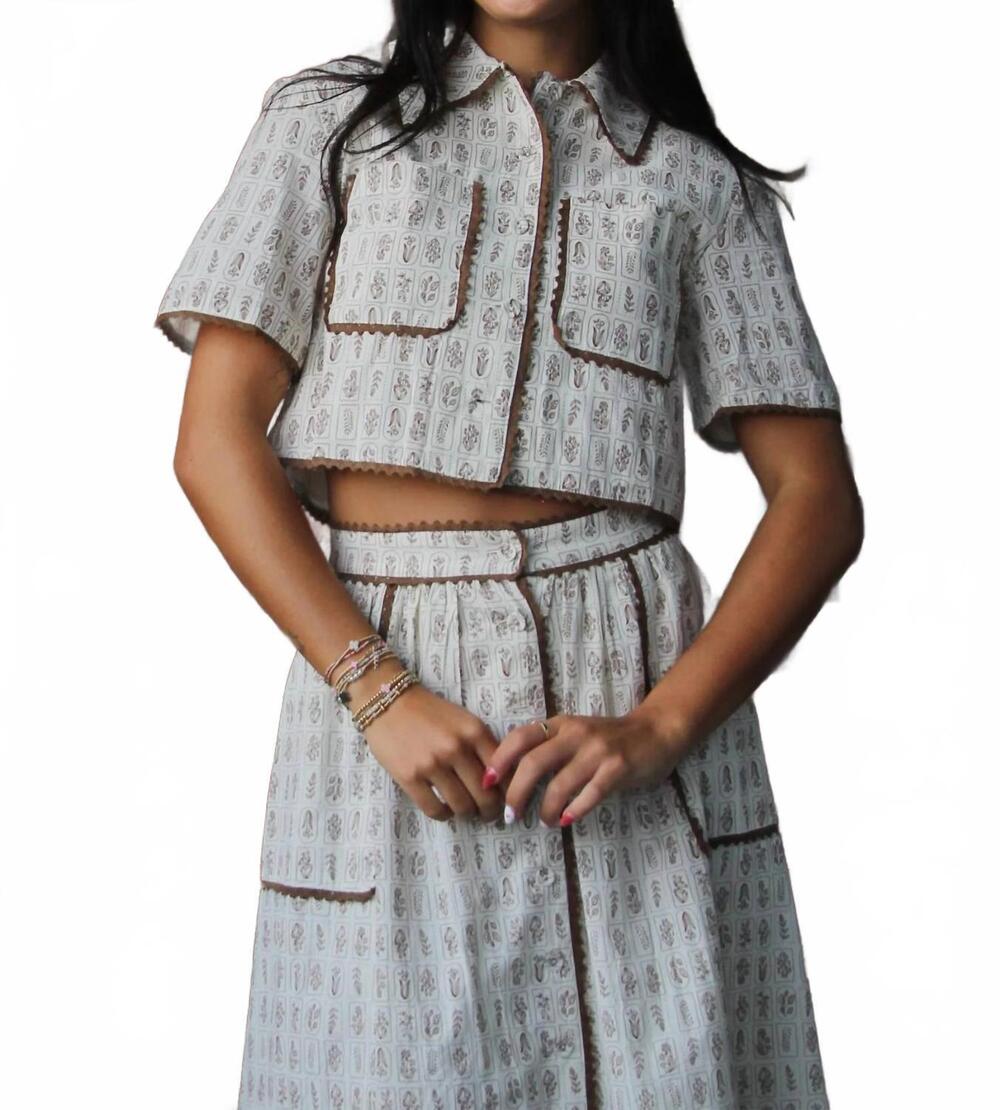 NEW AUREUM devin floral top in beige
